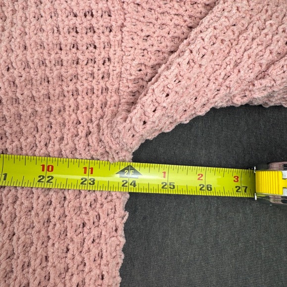 Time and Tru Women Pink Chenille Open Front Cardigan Sweater L 12-14 - Picture 6 of 8